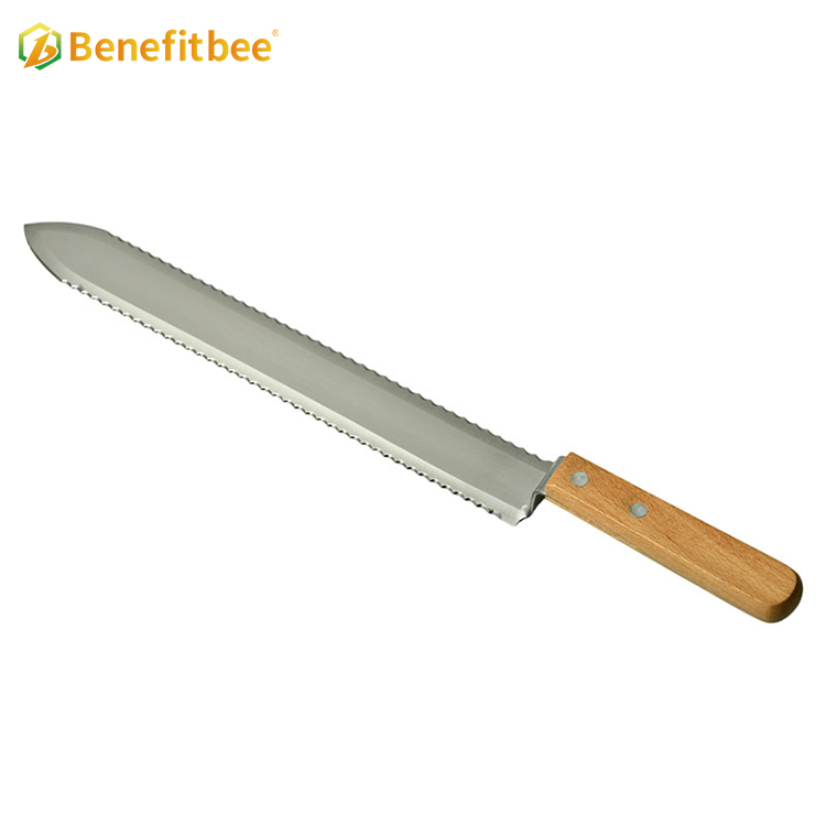 Cuchillo para destapar miel de acero inoxidable con mango de madera de doble hoja para Herramientas de apicultura