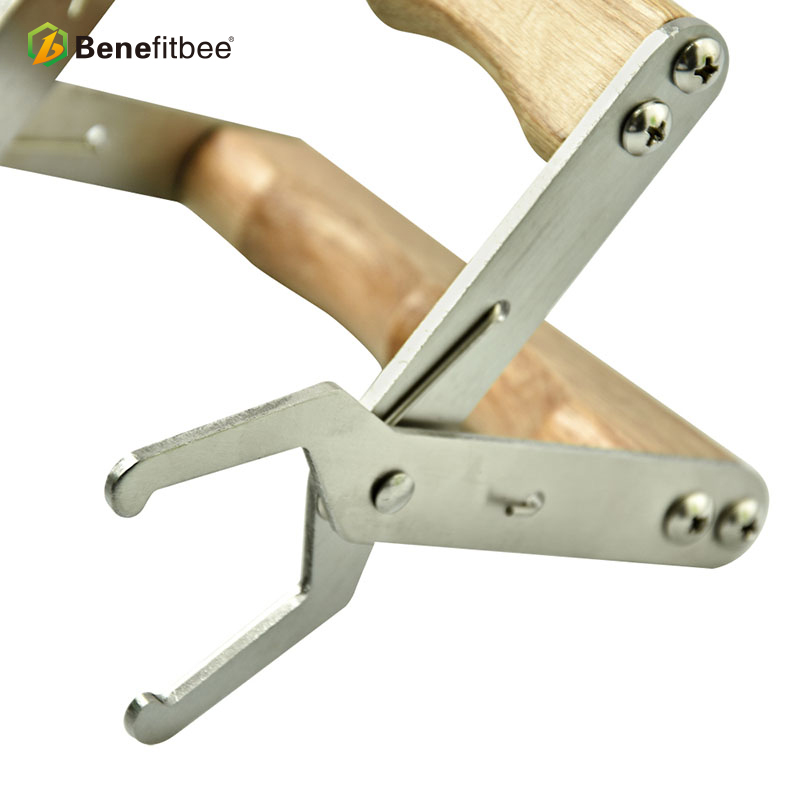 Beekeeping tool stainless steel frame grip with wooden handle for honey comb foundation