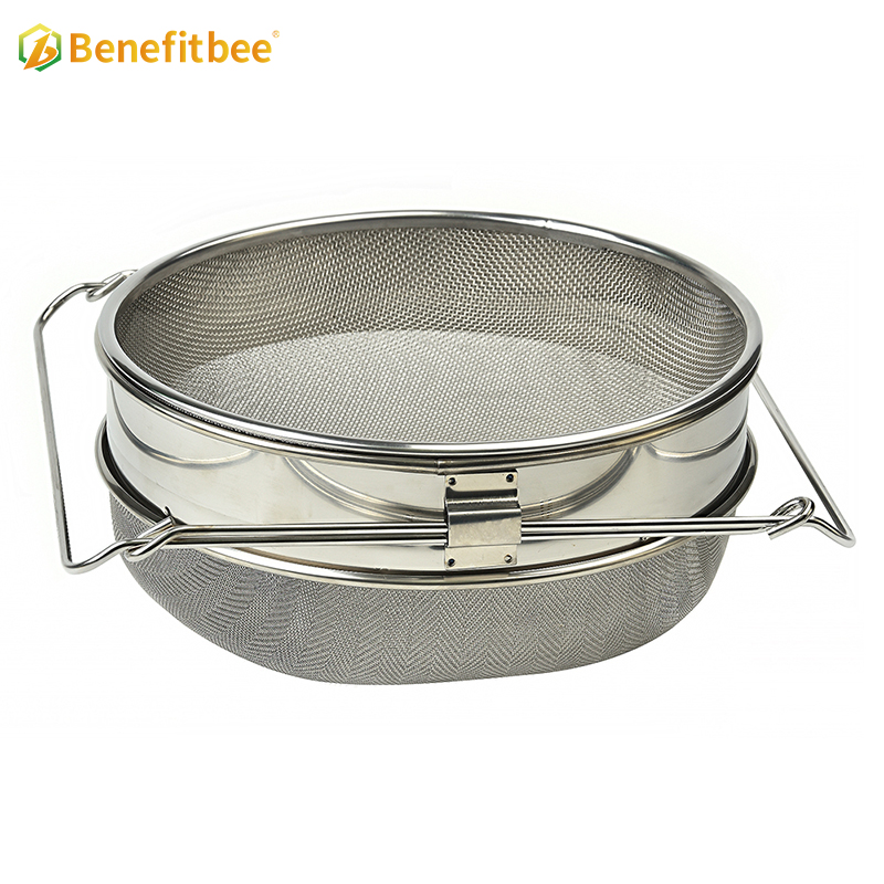 Beekeeping tools double layers 304 SS apiculture bee honey strainer