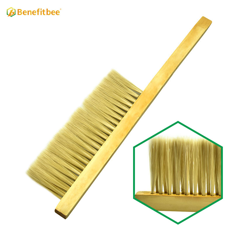 Three rows plastic bee frame wooden handle bee brushes for beekeeping tools