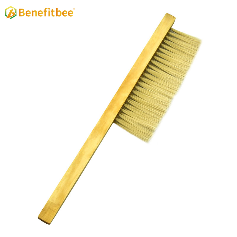 Three rows plastic bee frame wooden handle bee brushes for beekeeping tools