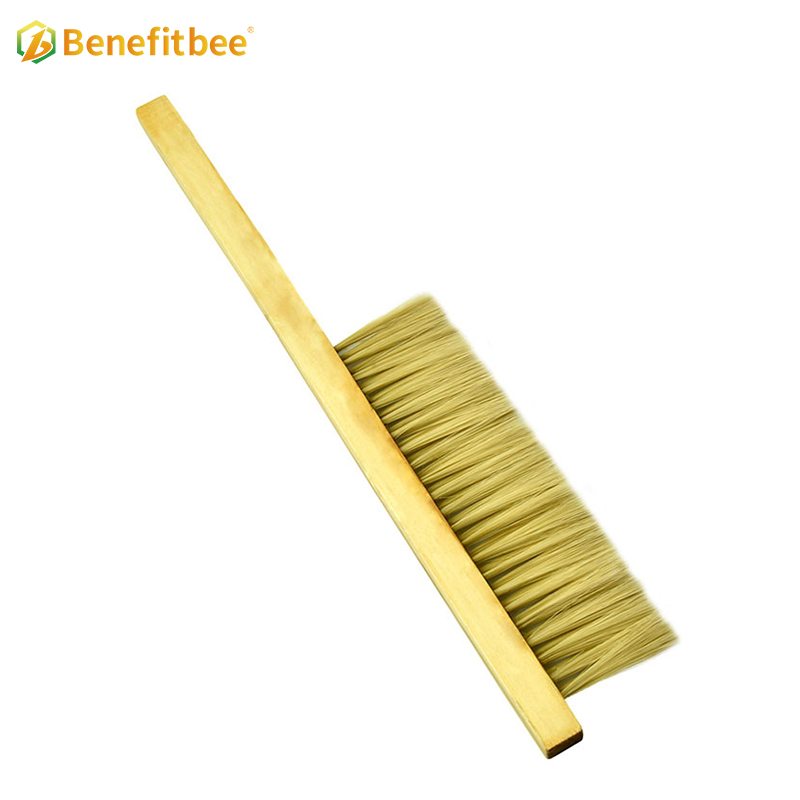 Three rows plastic bee frame wooden handle bee brushes for beekeeping tools