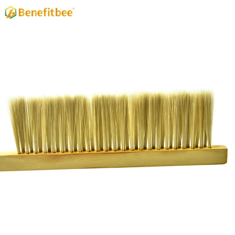 Three rows plastic bee frame wooden handle bee brushes for beekeeping tools