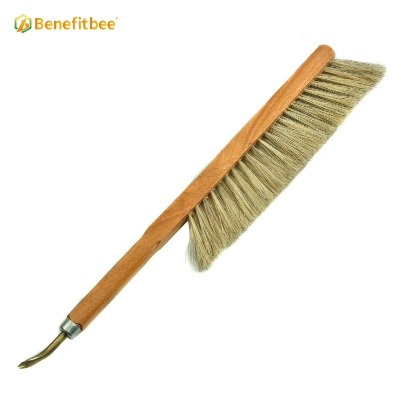 Beekeeping tools brush double row horse hair bee brush with nail puller for bee keeping