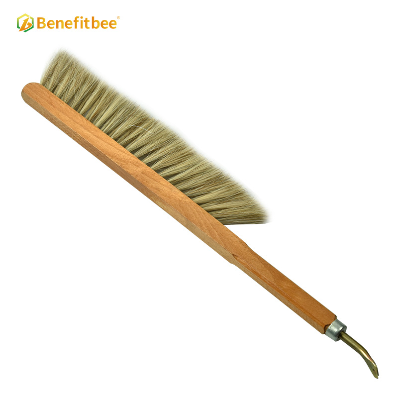 Beekeeping tools brush double row horse hair bee brush with nail puller for bee keeping