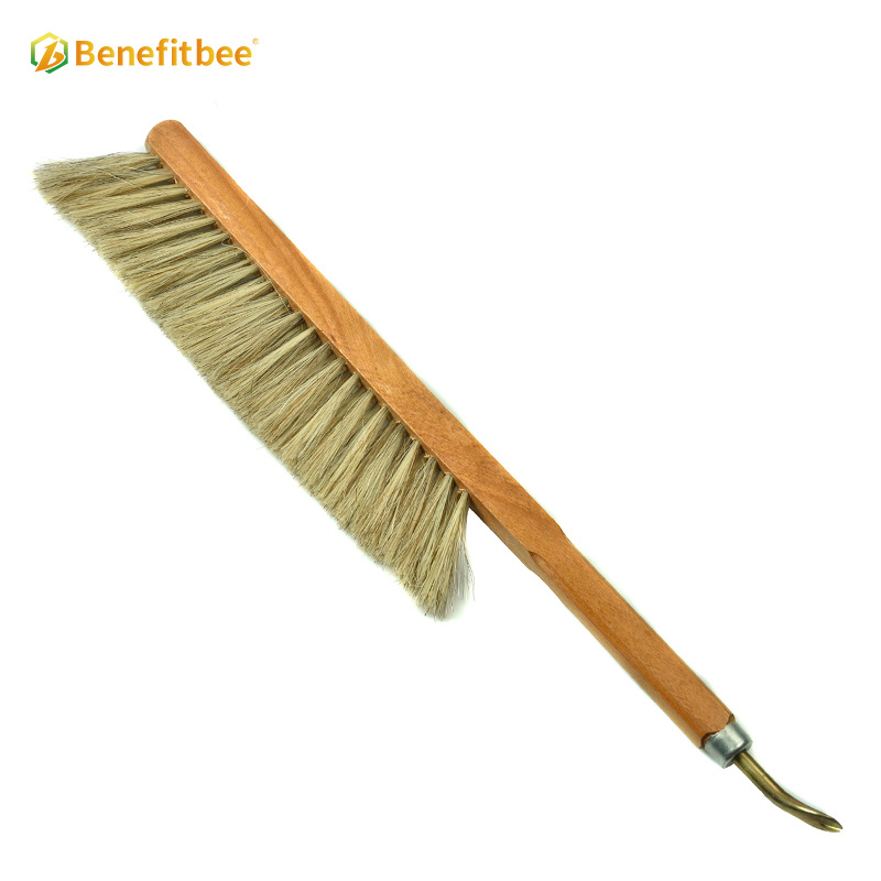 Beekeeping tools brush double row horse hair bee brush with nail puller for bee keeping