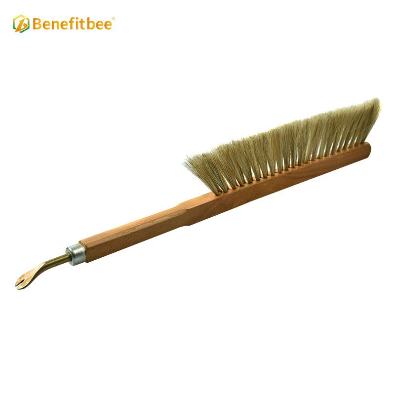 Beekeeping tools brush double row horse hair bee brush with nail puller for bee keeping