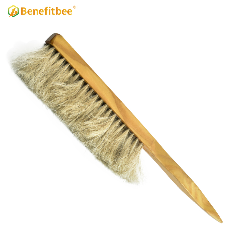 One Row Horsehair Wooden Handle Bee Brushes For Beekeeping Tools BR04