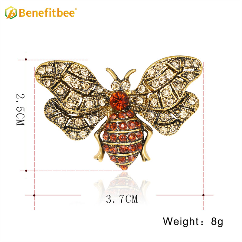 Benefitbee nueva moda broche de abeja broche de abeja de cristal AG009