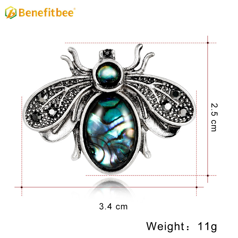 Benefitbee nueva moda broche de abeja pin cristal vintage broche de abeja AG062