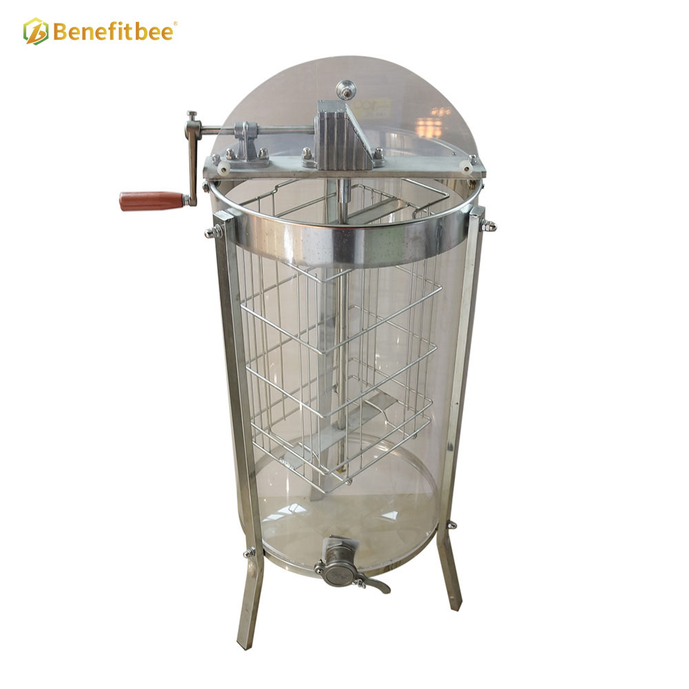 Beekeeping supplies Manual Transparent Stainless Steel Manual Honey Extractor with 2 Frames