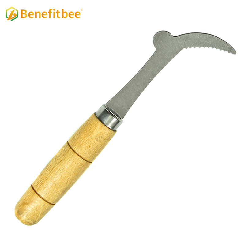 Herramientas de apicultura, herramienta raspadora de colmena con mango de madera de acero inoxidable