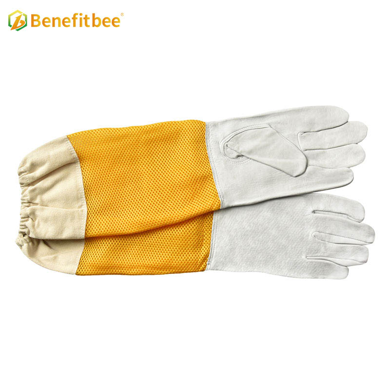 New Design Beekeeping Tools Yellow Length Screen Cloth Protective Gloves BG03