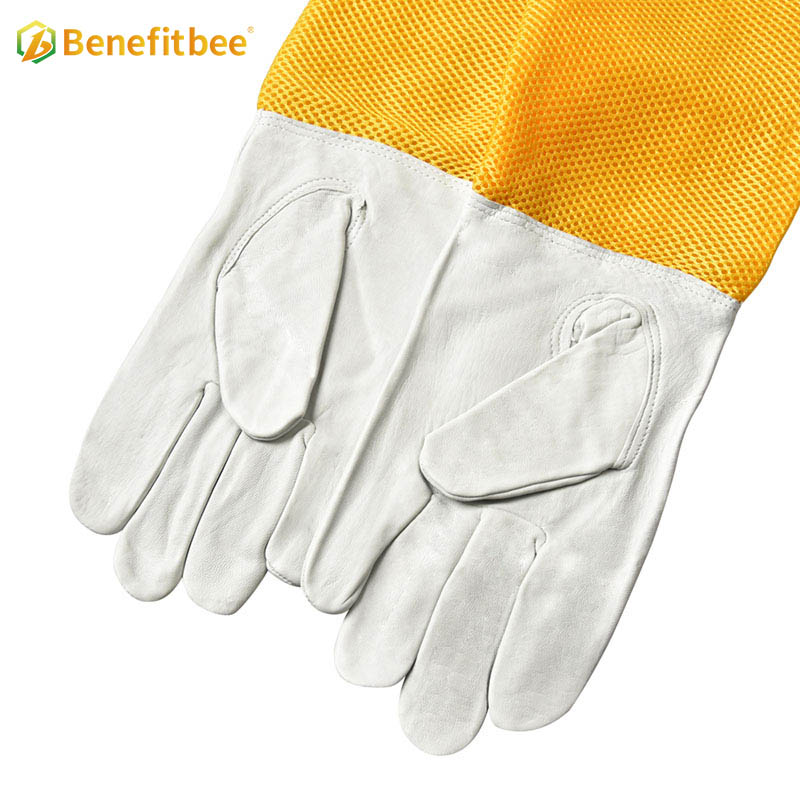 New Design Beekeeping Tools Yellow Length Screen Cloth Protective Gloves BG03