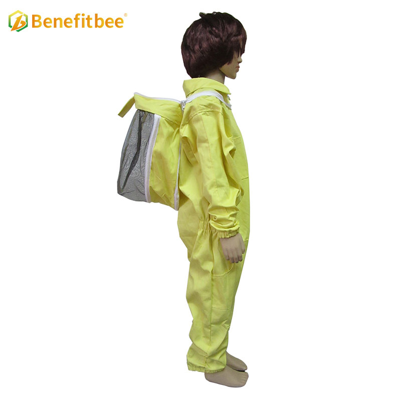 Yellow breathable screen cloth children protective suit for beekeeping equitment