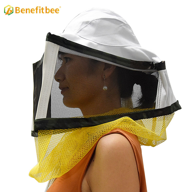 Square beekeeping equitment polyester cotton gauze element bee protective hat For Beekeeper
