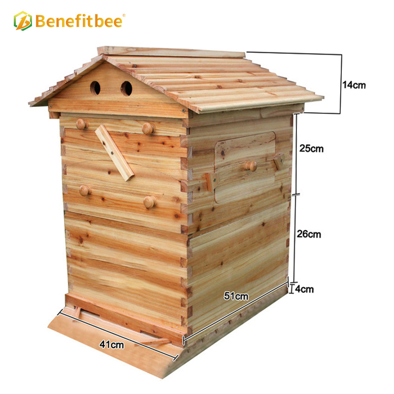 Auto Flows Bee Hives Boxes kit Beekeeping Wooden House with 7PCS Honey Flows Frame for Beekeeper