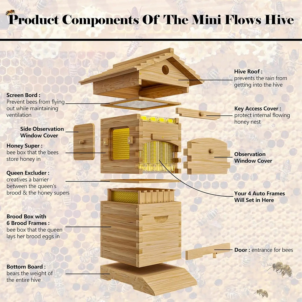 Flows Hive Automatic Beehive Wax Coated Self-Flowing Beehive