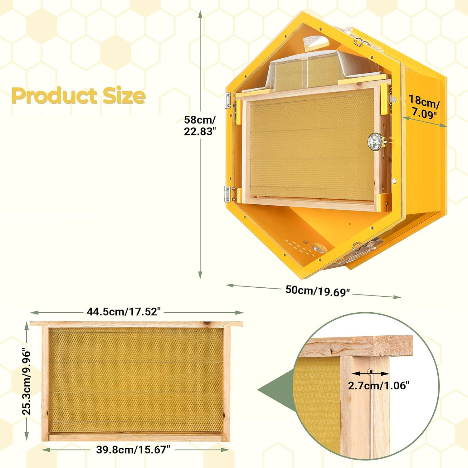 Beekeeping Observation Beehive Starter Kit Wall-Mounted Hexagon Bee Hive