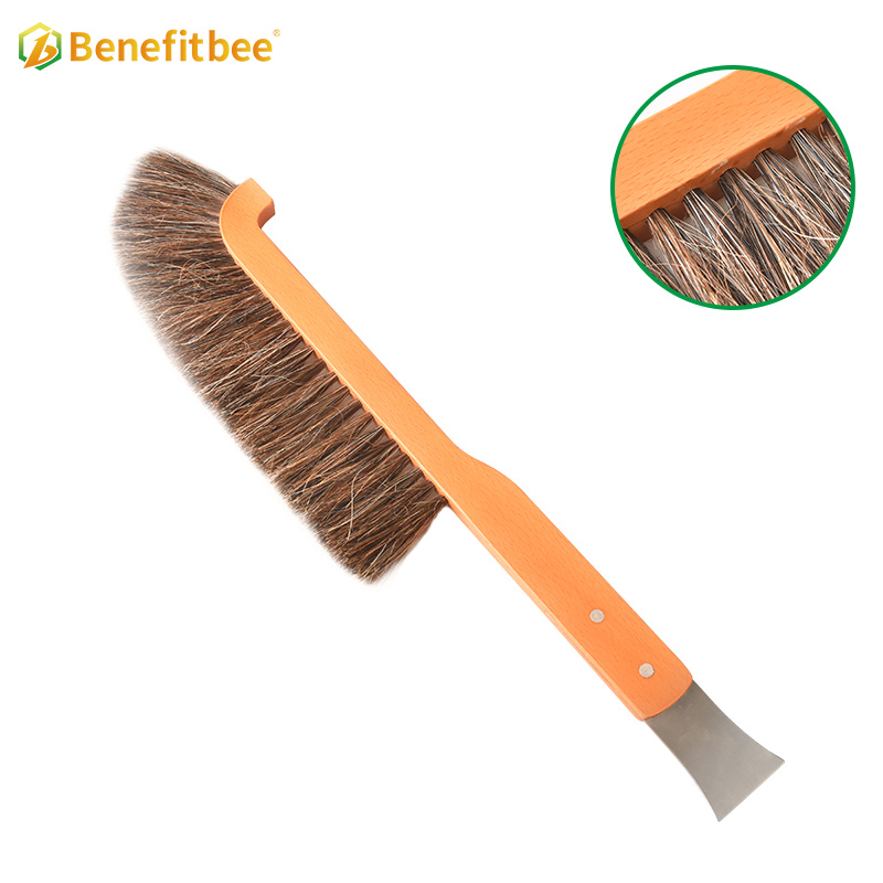 Beekeeping Tools Bee Brush 2-row Horsetail Wooden Handle Hive Tools