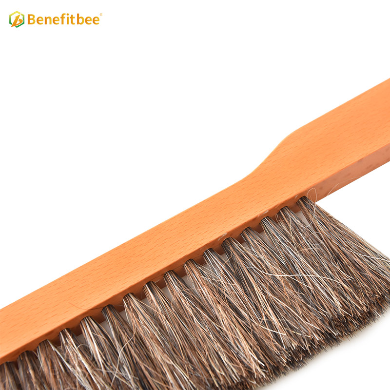 Beekeeping Tools Bee Brush 2-row Horsetail Wooden Handle Hive Tools