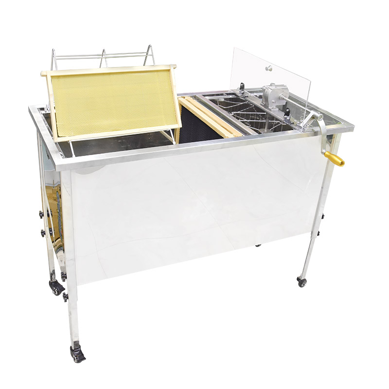 Honey Centrifuge Machine 4 Frames Honey Extractor Manual Integrated Honey Extracting and Uncapping Tank