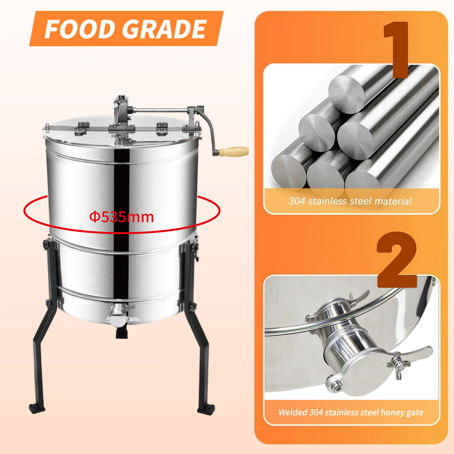 Beekeeping Equipment Manual Dadant Honey Centrifuge 6 Frames Manual Honey Extractor