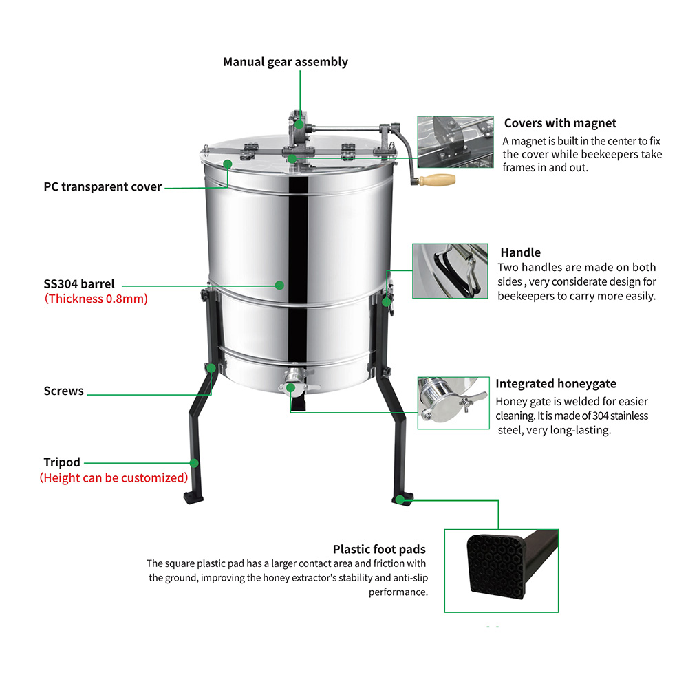 Beekeeping Equipment Manual Dadant Honey Centrifuge 6 Frames Manual Honey Extractor