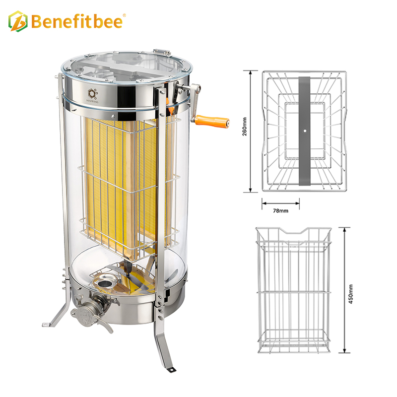 Honey Processing Machine Honey Centrifuge 2 Frames Manual Transparent Honey Extractor for Beekeeper